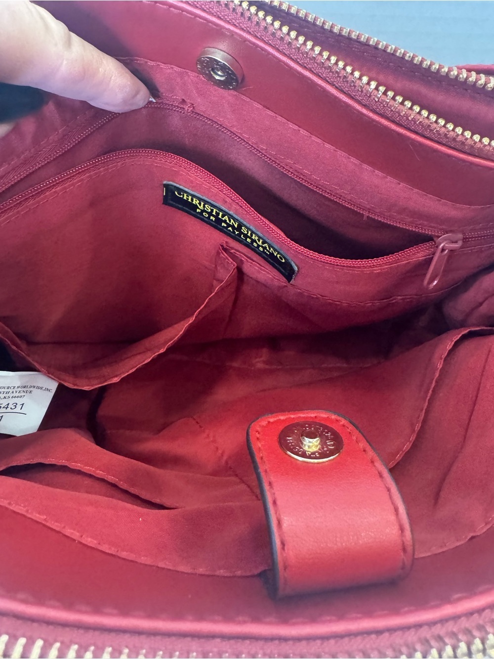 Christian Siriano Red Top-Handle Leather Satchel with Shoulder Strap - Picture 4 of 10